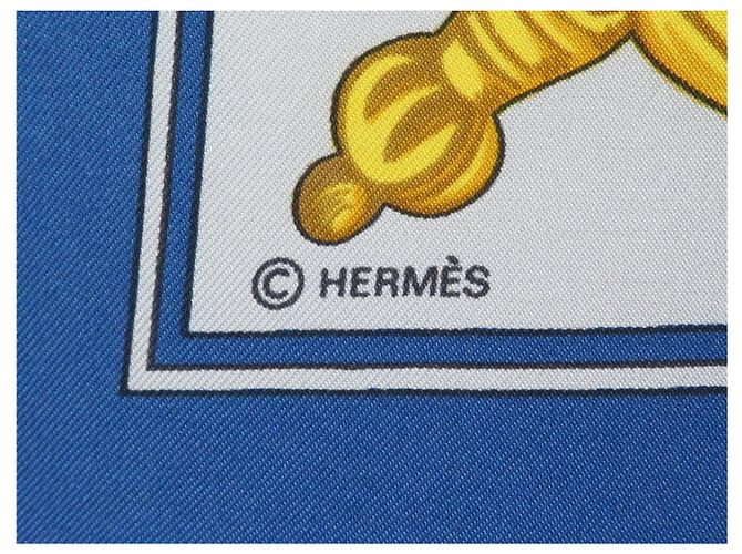 Hermès VINTAGE HERMES LE TARROT ANNIE FAIVRE CARRÉ 90 SCARPA DI SETA BLU - vista 8