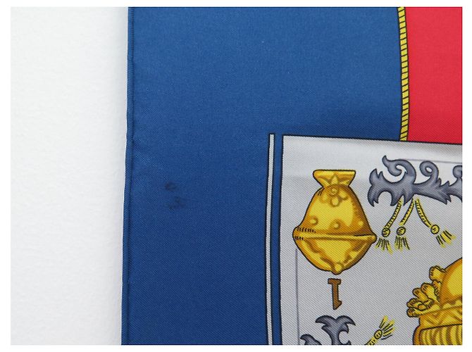Hermès VINTAGE HERMES LE TARROT ANNIE FAIVRE CARRÉ 90 SCARPA DI SETA BLU - vista 9