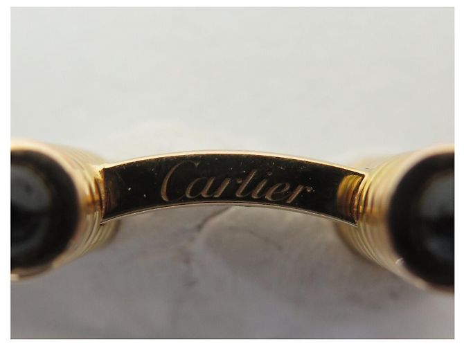 NUOVI GEMELLI CARTIER DECORATI CON MOLLE IN ORO 18K E ONIX D'oro - vista 15