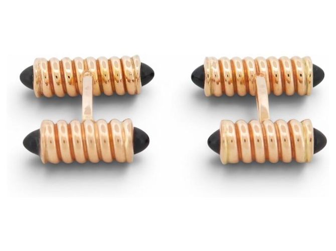 NUOVI GEMELLI CARTIER DECORATI CON MOLLE IN ORO 18K E ONIX D'oro - vista 3