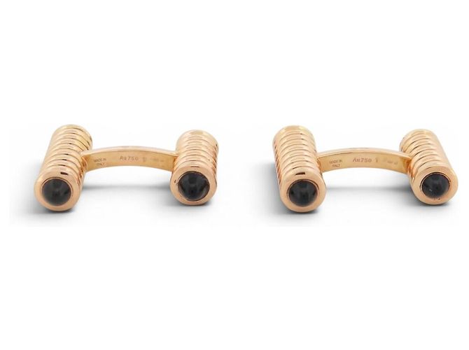 NUOVI GEMELLI CARTIER DECORATI CON MOLLE IN ORO 18K E ONIX D'oro - vista 4