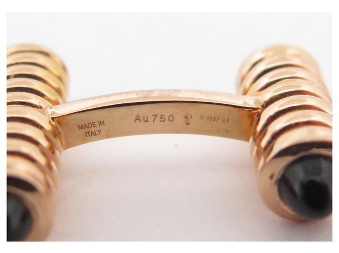 NUOVI GEMELLI CARTIER DECORATI CON MOLLE IN ORO 18K E ONIX D'oro - vista 6