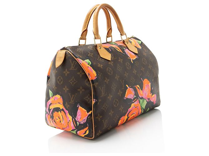 Borsa Louis Vuitton Limited Edition Monogram Canvas Roses Speedy 30 Marrone - vista 2