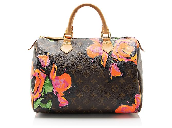 Borsa Louis Vuitton Limited Edition Monogram Canvas Roses Speedy 30 Marrone - vista 3
