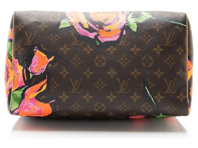 Borsa Louis Vuitton Limited Edition Monogram Canvas Roses Speedy 30 Marrone - vista 4