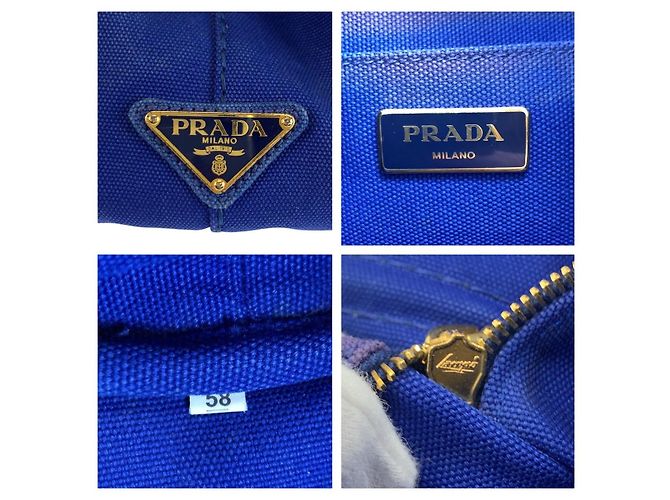 Prada Canapa Canvas Tote Bag Blau - Ansicht 3