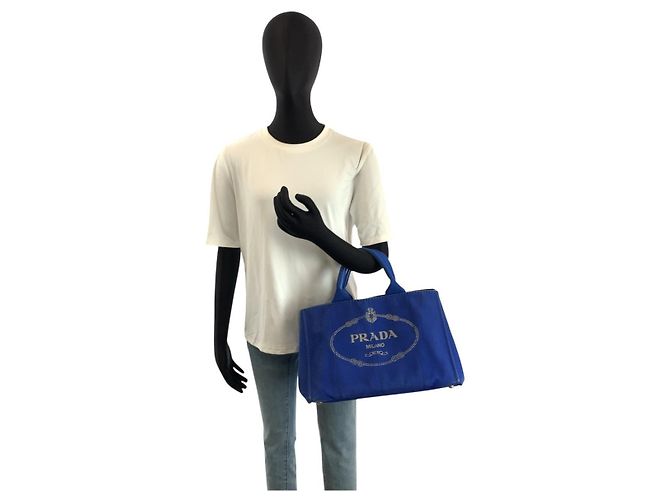 Prada Canapa Canvas Tote Bag Blau - Ansicht 7