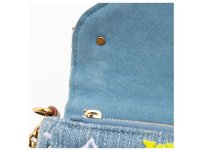 Pochette New Wave in denim Louis Vuitton Blu - vista 10