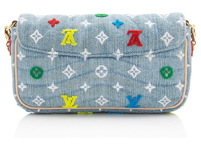 Pochette New Wave in denim Louis Vuitton Blu - vista 3