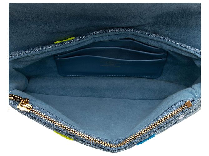 Pochette New Wave in denim Louis Vuitton Blu - vista 7