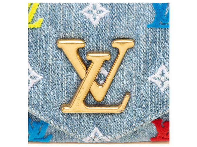 Pochette New Wave in denim Louis Vuitton Blu - vista 9