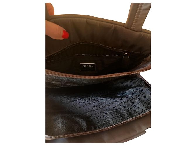 Bolso Prada de nylon marrón Castaño Monograma - vista 6
