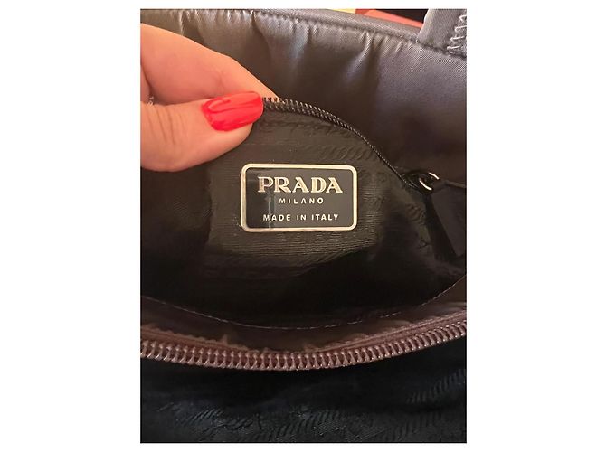 Bolso Prada de nylon marrón Castaño Monograma - vista 7