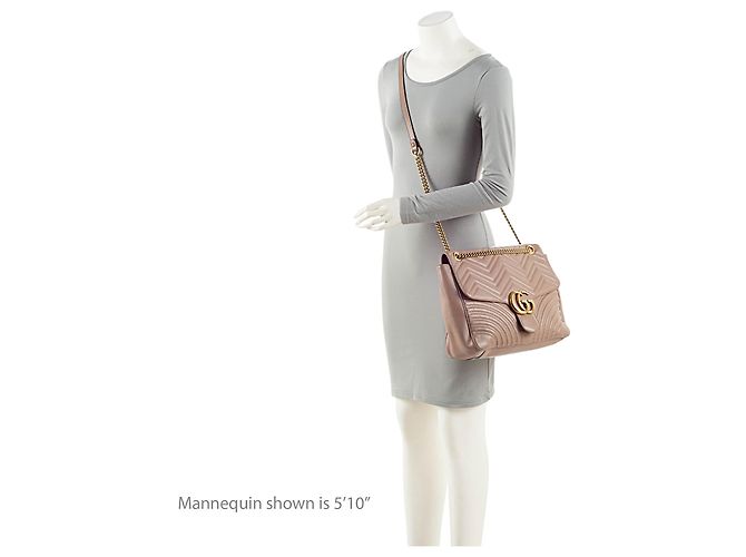 Borsa Gucci Matelasse Leather GG Marmont XL con patta Marrone Beige - vista 5