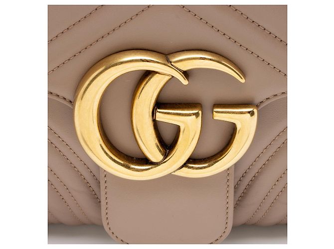 Borsa Gucci Matelasse Leather GG Marmont XL con patta Marrone Beige - vista 9