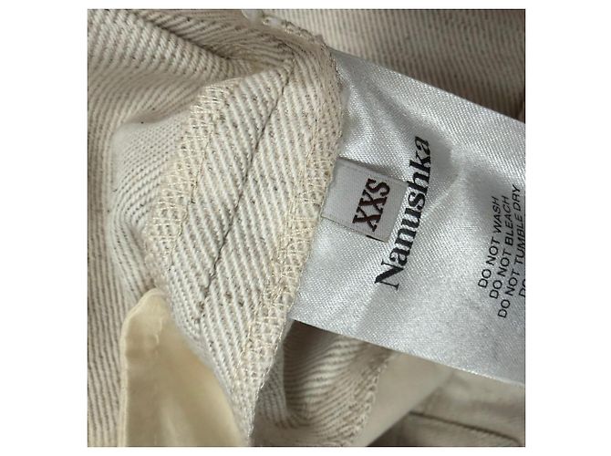 Pantalones de pierna recta Nanushka en algodón beige - vista 3