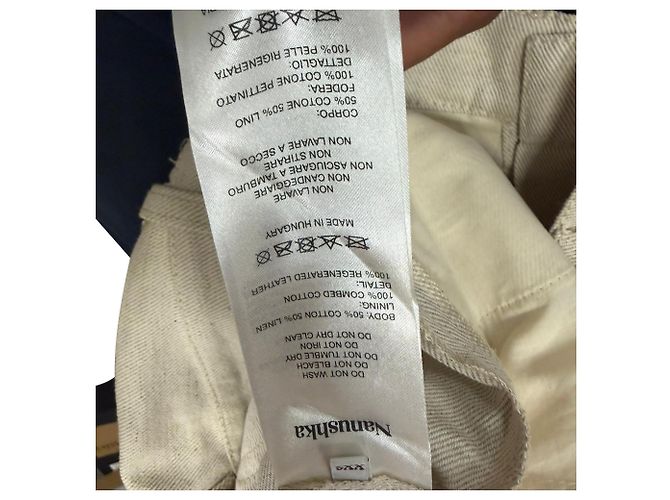 Pantalones de pierna recta Nanushka en algodón beige - vista 4