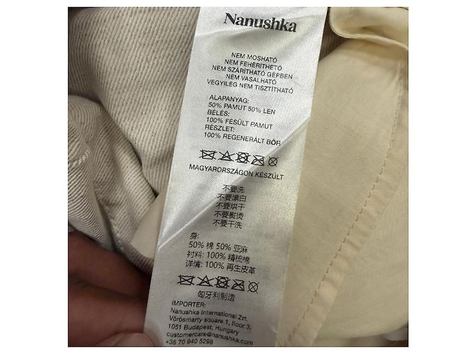 Pantalones de pierna recta Nanushka en algodón beige - vista 7