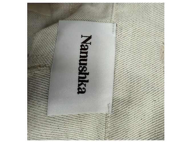 Pantalones de pierna recta Nanushka en algodón beige - vista 9