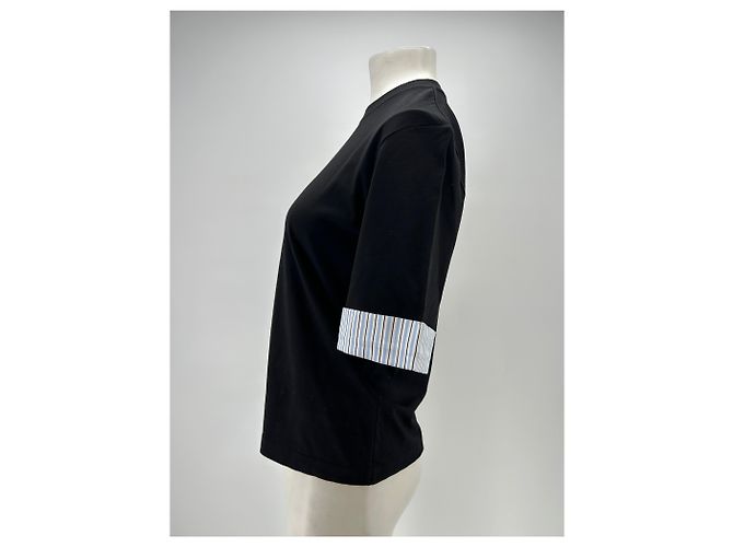 Laurence Bras T-shirt nera con bordi a righe Nero - vista 4