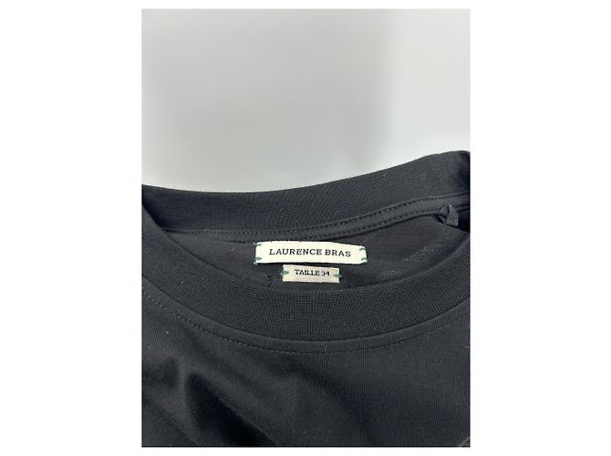 Laurence Bras T-shirt nera con bordi a righe Nero - vista 5