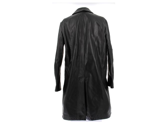 Saint Laurent Giacca lunga in pelle nera Nero - vista 2