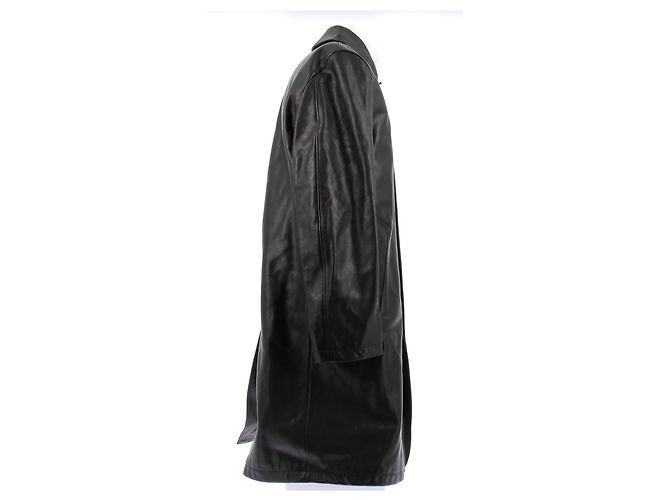Saint Laurent Giacca lunga in pelle nera Nero - vista 3