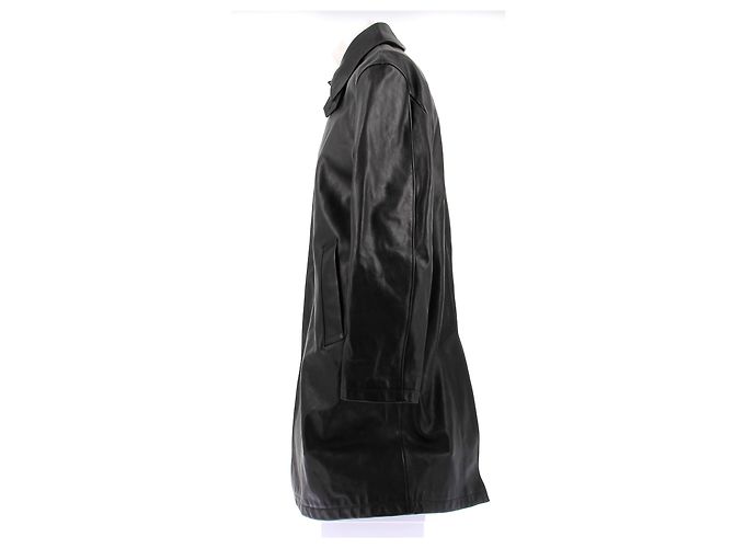 Saint Laurent Giacca lunga in pelle nera Nero - vista 4