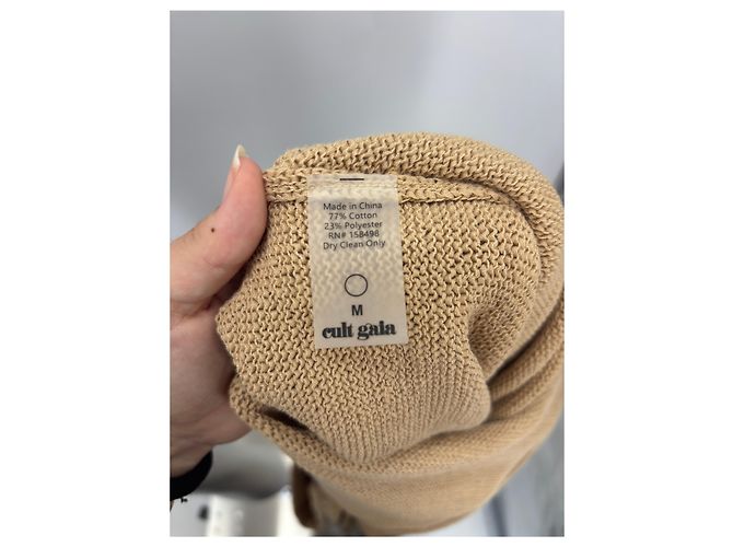 Vestido de punto beige Cult Gaia de algodón - vista 5