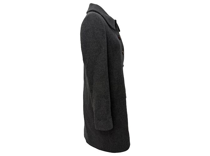 Gabardina con cuello Ganni en lana gris - vista 2