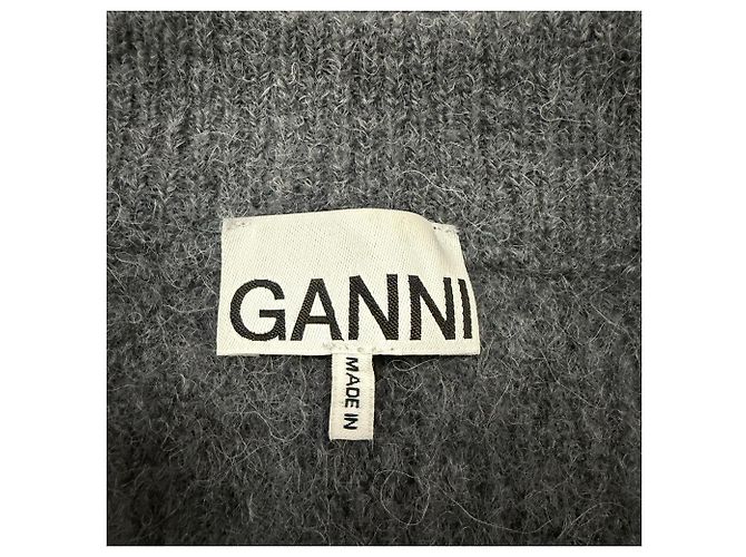 Ganni Cardigan mit V-Ausschnitt aus grauer Wolle - Ansicht 8