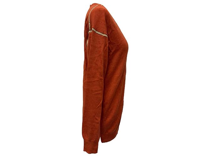 Chloé Cardigan mit V-Ausschnitt aus Kaschmir in Rost Orange - Ansicht 3