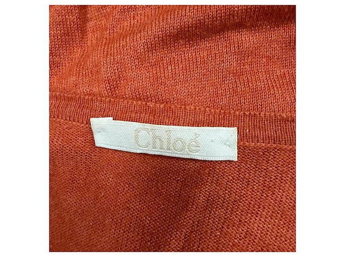 Chloé Cardigan mit V-Ausschnitt aus Kaschmir in Rost Orange - Ansicht 6