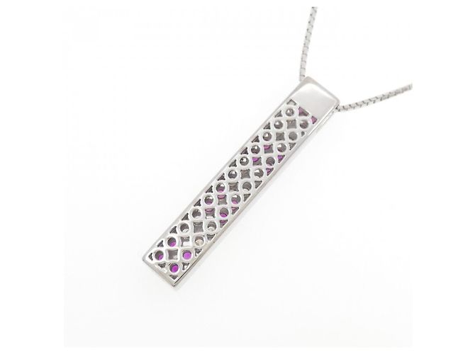 Autre Marque Collana in oro bianco 18K con rubino e diamanti Rosso - vista 4