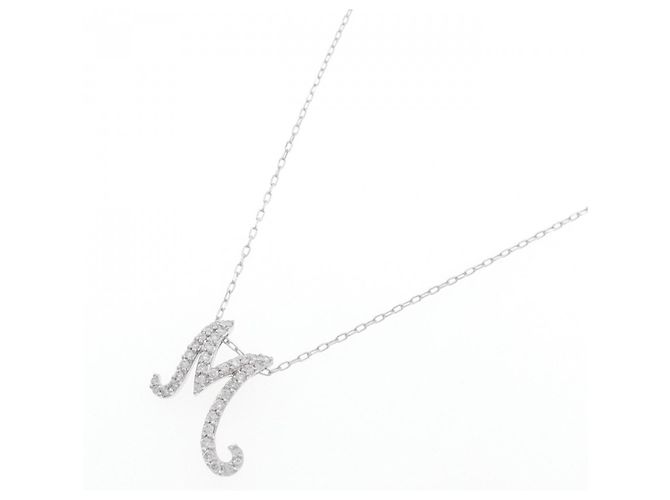 Autre Marque Au750 Weißgold Diamant Initialen M Halskette Silber - Ansicht 2