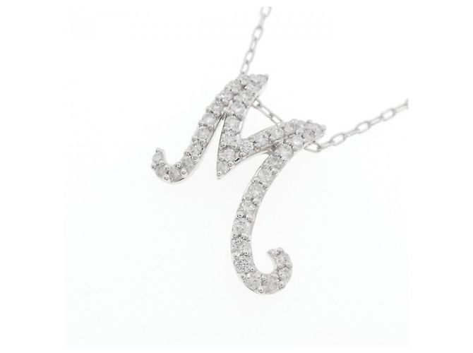 Autre Marque Au750 Weißgold Diamant Initialen M Halskette Silber - Ansicht 3