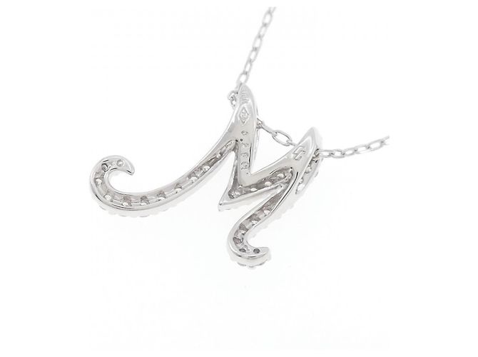 Autre Marque Au750 Weißgold Diamant Initialen M Halskette Silber - Ansicht 4
