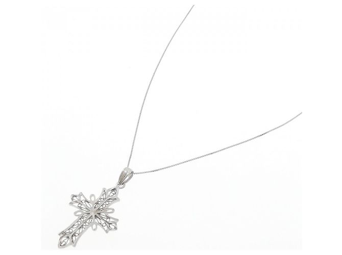 Autre Marque Collana Croce K10WG Argento - vista 2