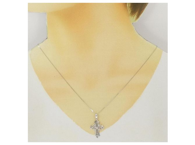 Autre Marque Collana Croce K10WG Argento - vista 5