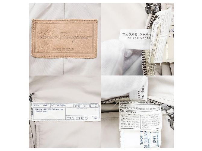 Jaqueta Salvatore Ferragamo com acabamento em couro acolchoado Bege - vista 10