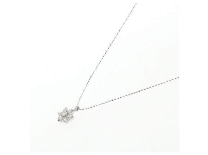 Autre Marque Collana a fiore con diamanti in oro bianco PT900 Au750 Argento - vista 2