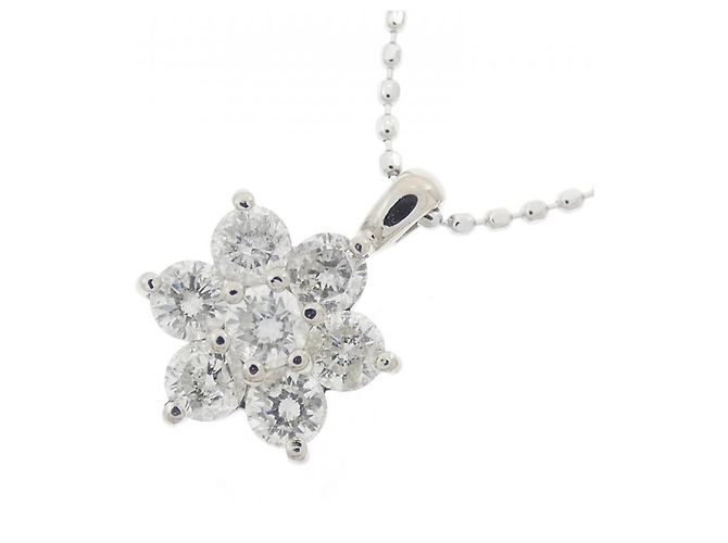 Autre Marque Collana a fiore con diamanti in oro bianco PT900 Au750 Argento - vista 3