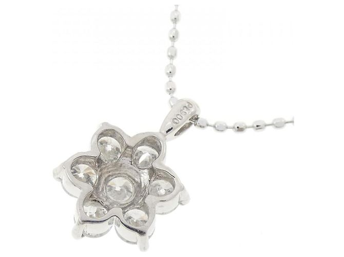 Autre Marque Collana a fiore con diamanti in oro bianco PT900 Au750 Argento - vista 4