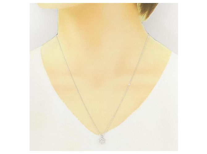 Autre Marque Collana a fiore con diamanti in oro bianco PT900 Au750 Argento - vista 6