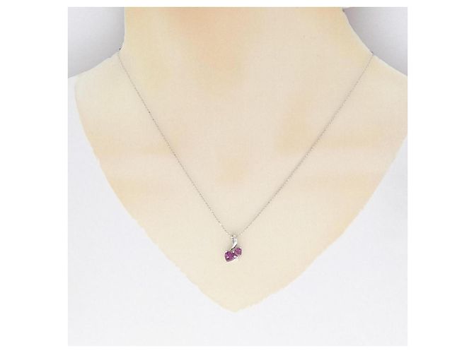 Autre Marque Collana in granato e diamante Pt900 Pt850 Rosso - vista 6
