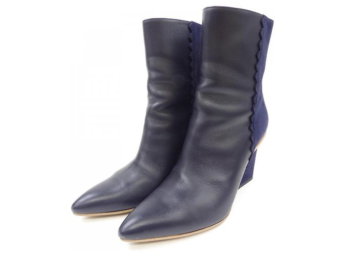 Hermès 172054Z Botas Botas de cuero Azul Azul marino - vista 3