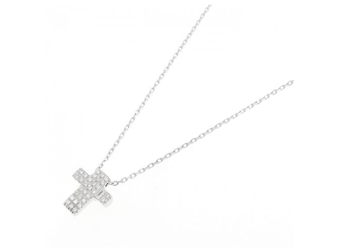 Autre Marque Collana a Croce con Diamanti in Oro Bianco 18K Asprey Argento - vista 2
