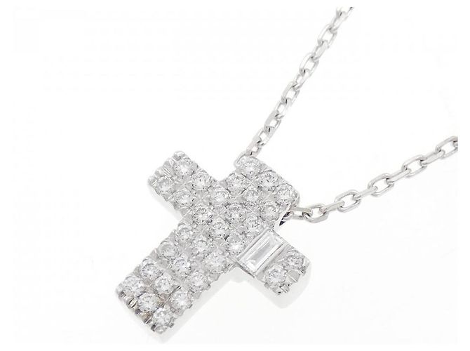 Autre Marque Collana a Croce con Diamanti in Oro Bianco 18K Asprey Argento - vista 3