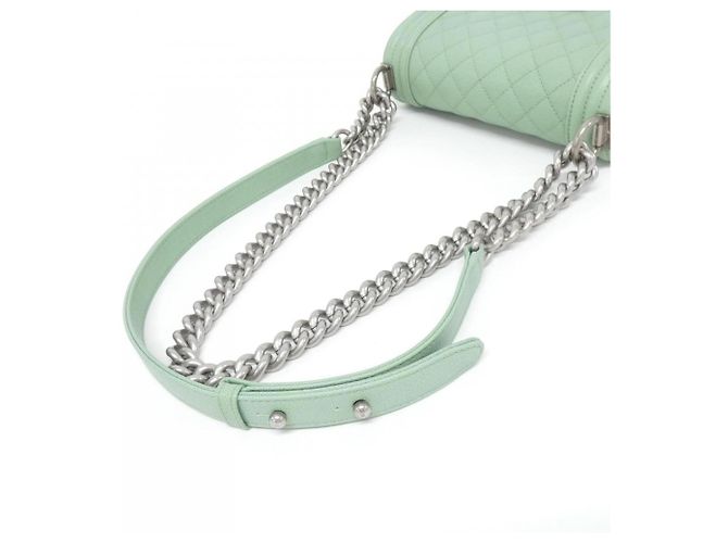 Borsa a tracolla Chanel Boy Line 67085 Verde - vista 5