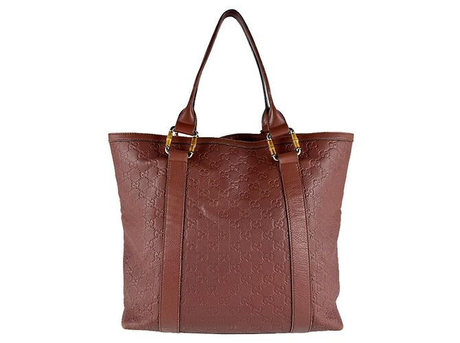 Borsa Tote Gucci in pelle marrone - vista 3